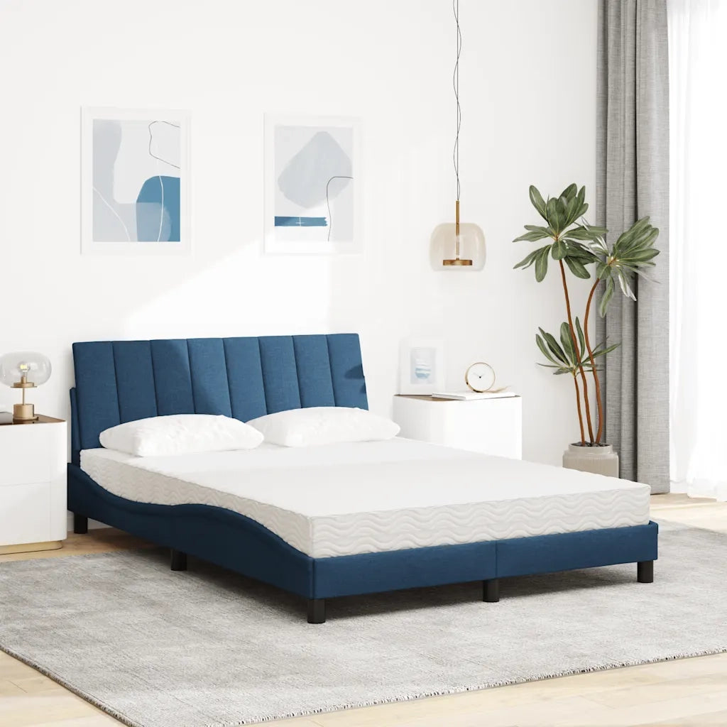Letto con Materasso Hanko Blu 140x190 cm in Tessuto 3310530