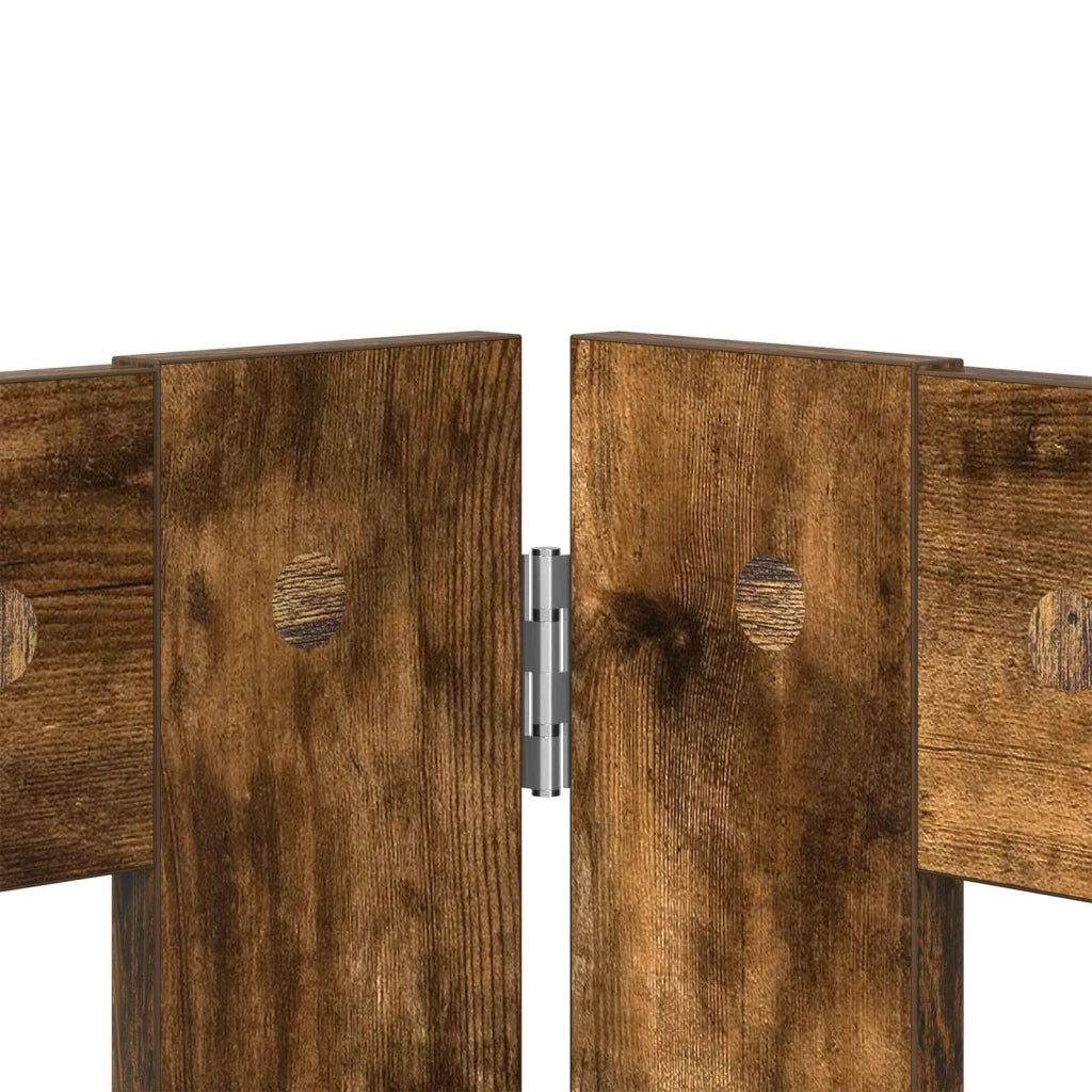 Cancello per cani pieghevole con supporti 6 pz Rovere Fumo 892141