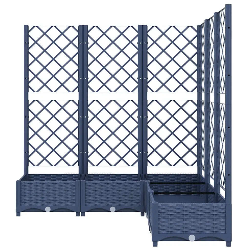 Fioriera | Cassetta per fiori | Vaso Giardino e Graticcio Grigio Blu 120x120x121,5 cm PP