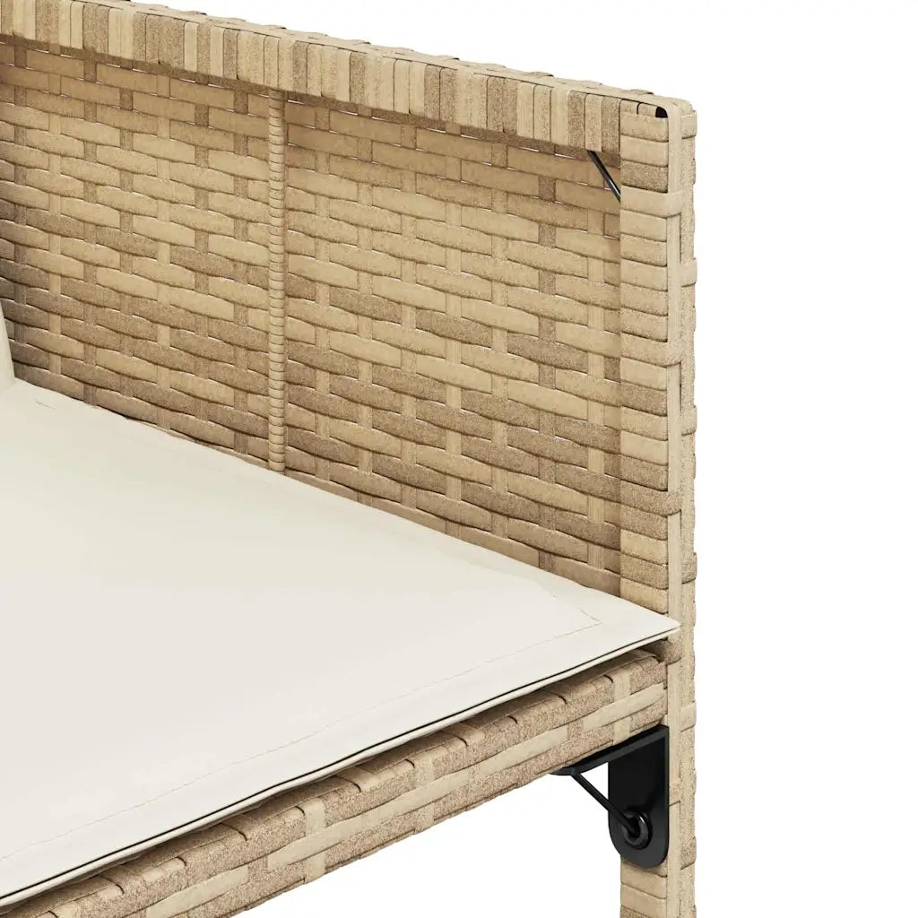 Set da Pranzo da Giardino 15 pz con Cuscini Beige in Polyrattan