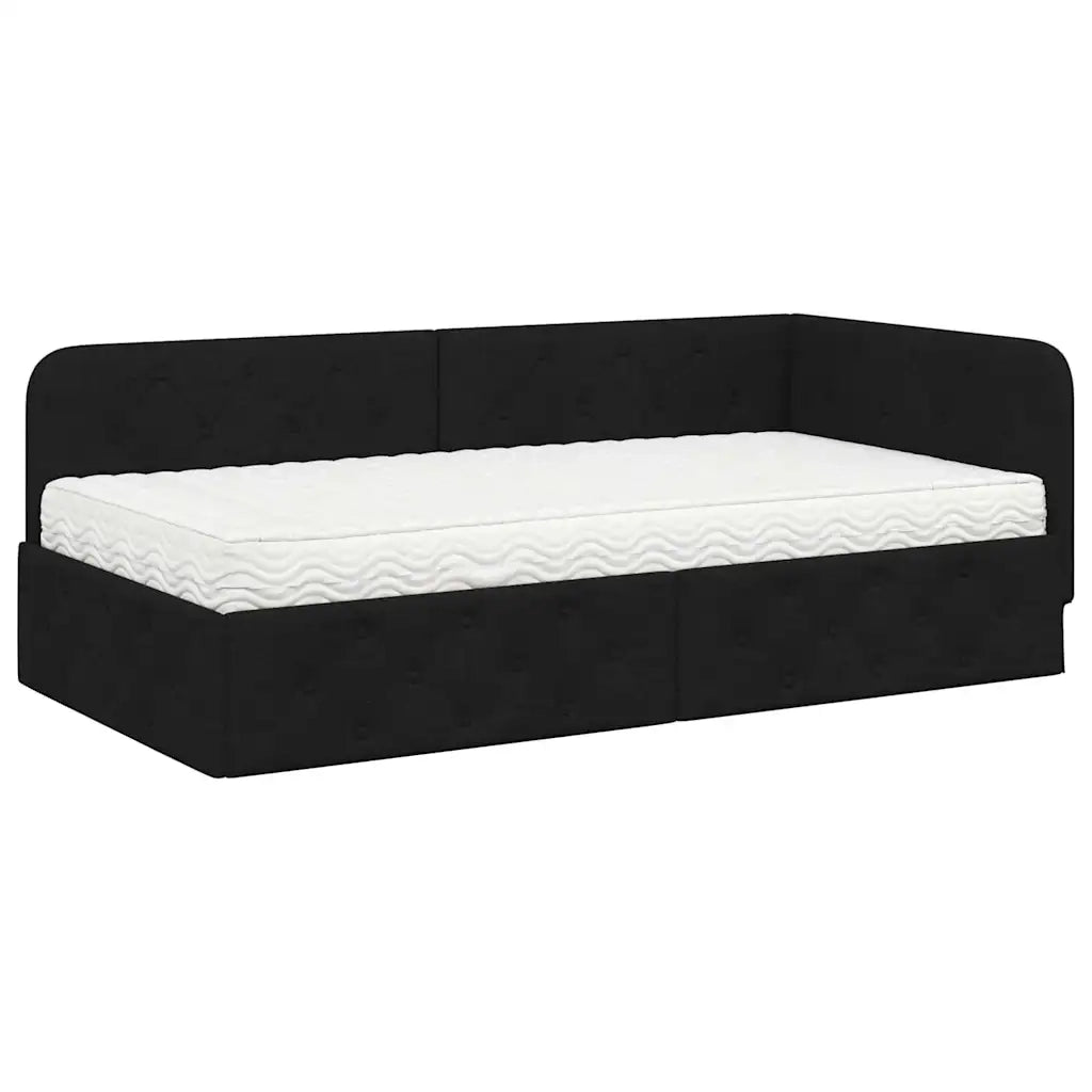 Cornice del letto ad angolo Nero 100 x 200 cm Tessuto