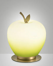 Lampada da Tavolo Wendy 8W LED Integrato 3000K Verde e Ottone Satinato, Regolazione Luce al Tocco, Vetro Soffiato - Design Elegante