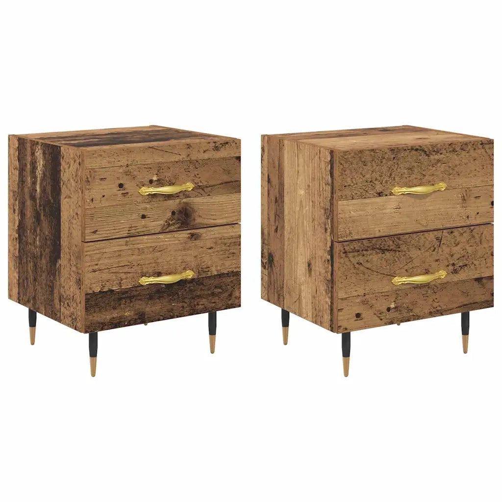 Set di 2 Comodini | Armadio da Notte | Mobiletto da notte Legno vecchio 40 x 35 x 47,5 cm