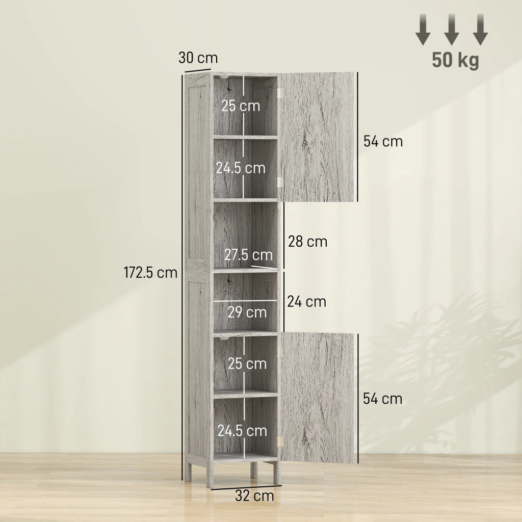 Colonna bagno in legno MDF con 2 armadietti e 2 ripiani aperti ¨C Xylo ¨C 30x32x172.5 cm