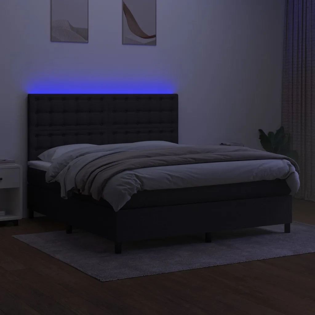 Letto a Molle con Materasso e LED Nero 180x200cm in Tessuto 3135215