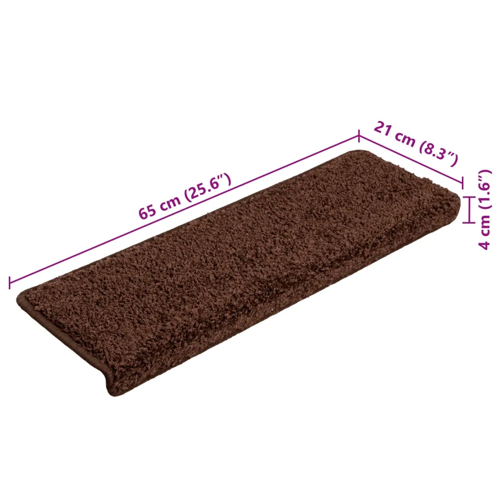 Tappetini per scale 10 pz 65x21x4 cm Marrone Bordo rettangolare 149821