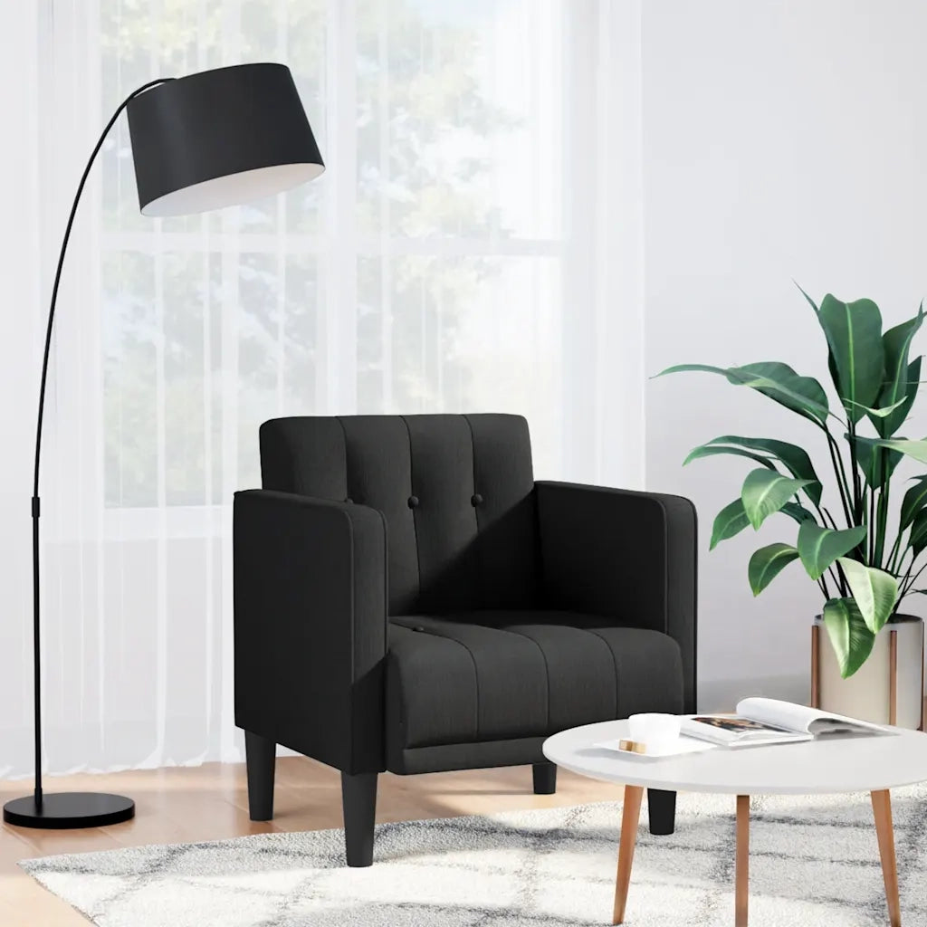 Divano Poltrona | Sedia con Braccioli Nero 53 cm in Tessuto