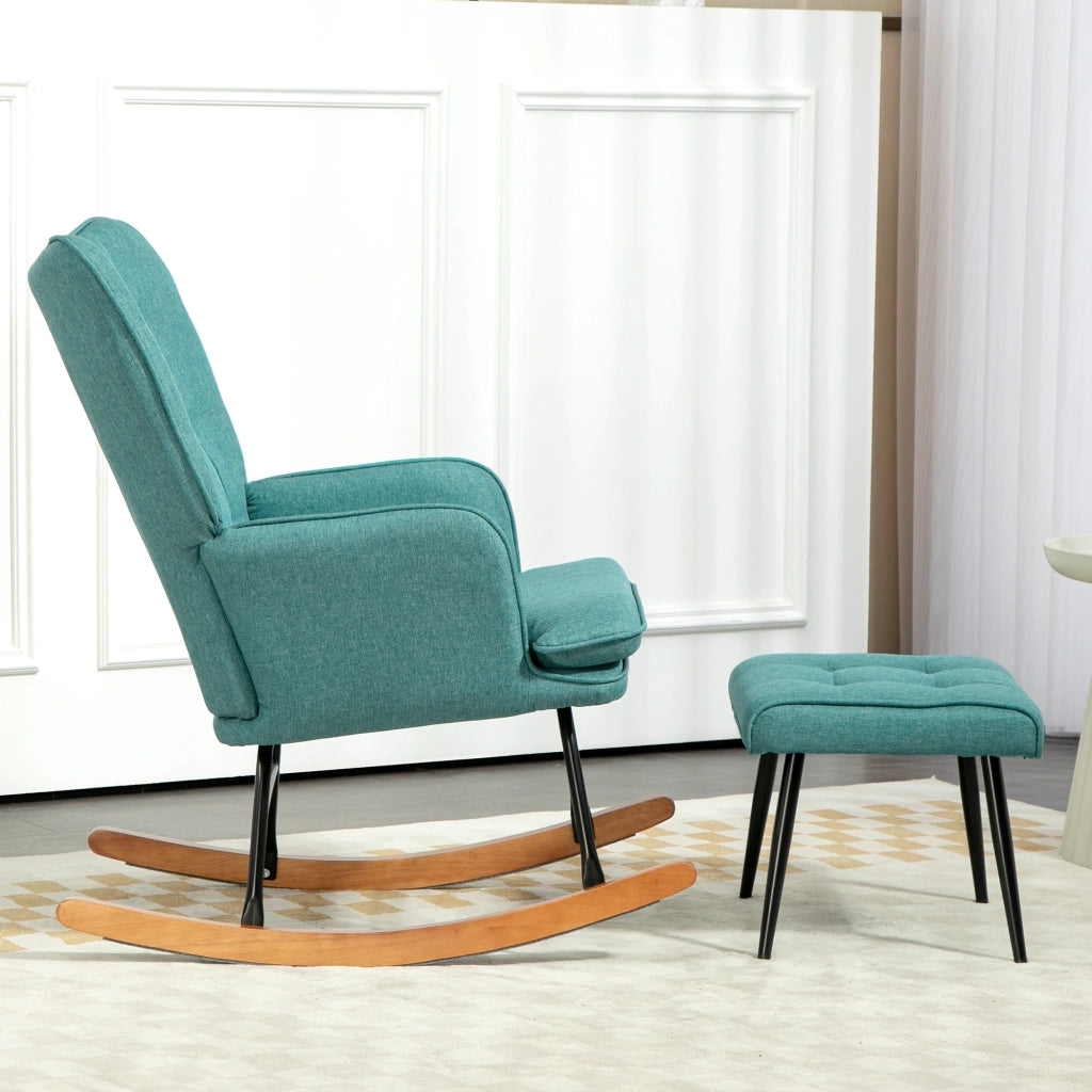 Poltrona Dondolo con Poggiapiedi e Braccioli ¨C Minimal ¨C Verde