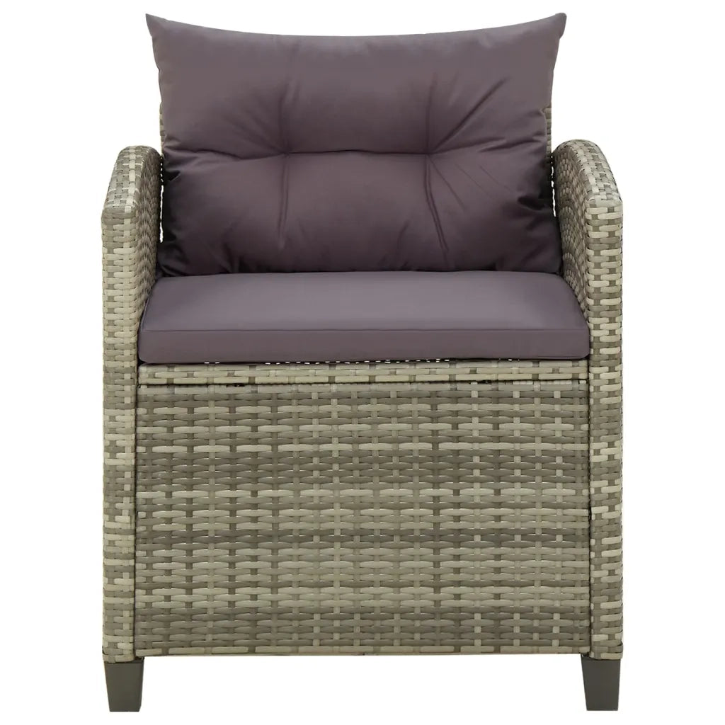 Sedia da Giardino | Sedie da Esterno con Cuscini in Polyrattan Grigio