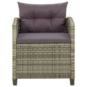 Sedia da Giardino | Sedie da Esterno con Cuscini in Polyrattan Grigio