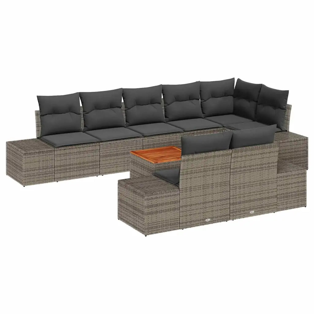 Set Divano da Giardino con cuscino 9 pcs Grigio polyrattan 3347972
