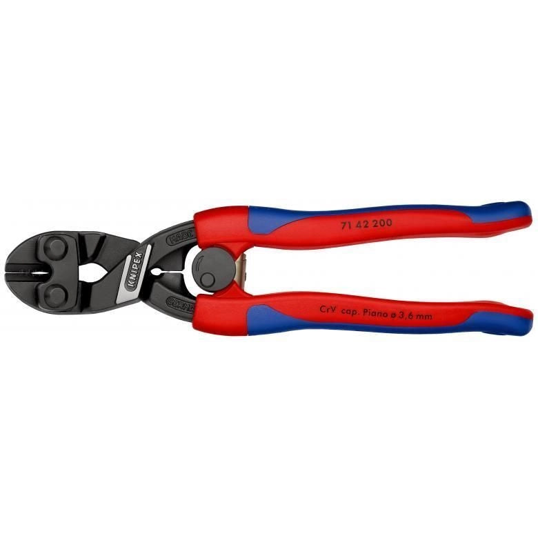 Knipex 71 42 200 CoBolt Tagliabulloni Compatto 200 mm Lame Temperate 64 HRC Taglio Ø 6 mm Impugnatura Bicomponente colore Nero