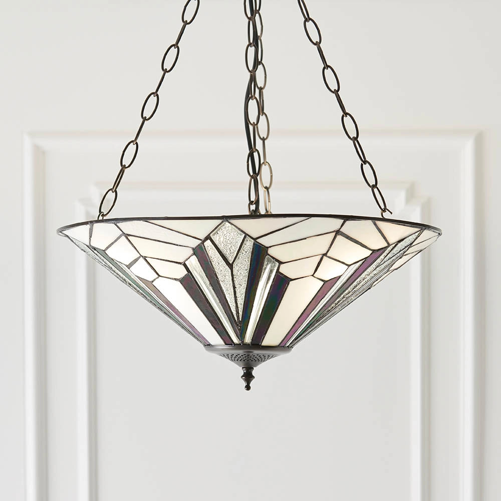 Lampada a sospensione Tiffany vetro multicolore 3xE27