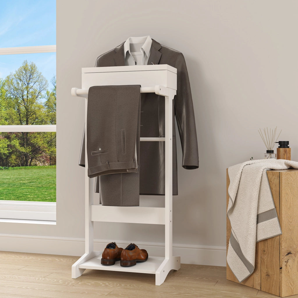 PORTAABITI Verticale in MDF Bianco con Cassetto