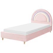 Letto moderno in velluto rosa per bambini con base a doghe Cameretta Moderna