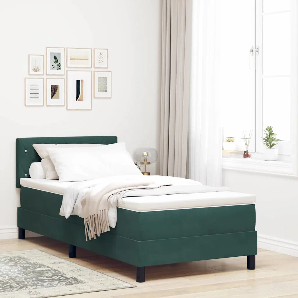 Letto a Sorgente LED con led Verde Scuro 90 x 200 cm Velluto