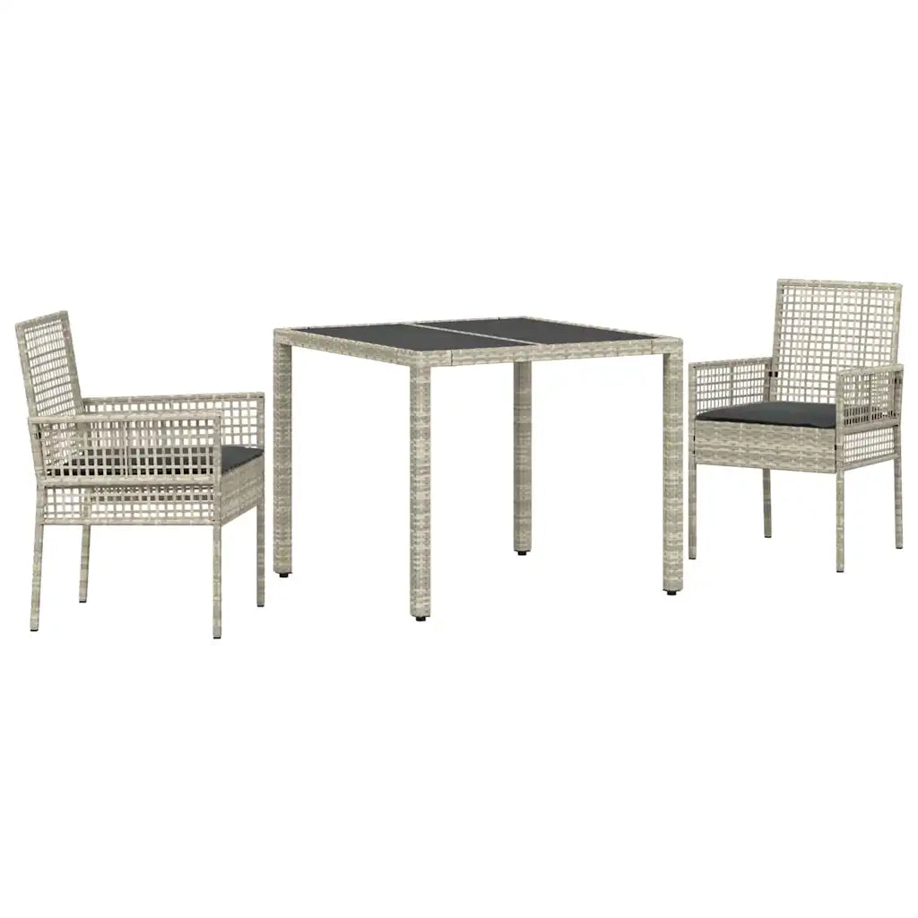 Set da Pranzo per Giardino 3 pcs Grigio chiaro polyrattan 3334895