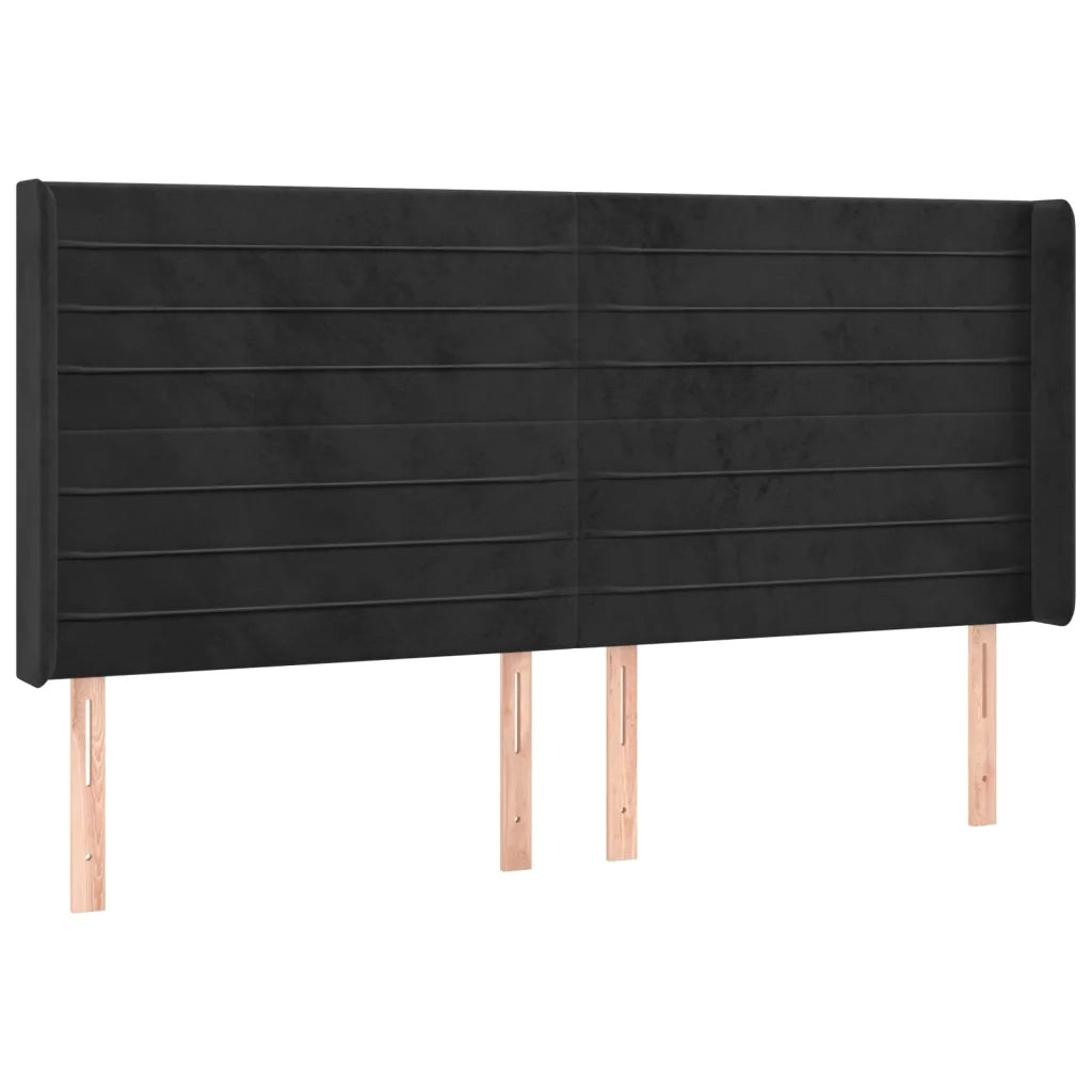 Testiera | Testata ad Orecchio Nera 183x16x118/128 cm in Velluto