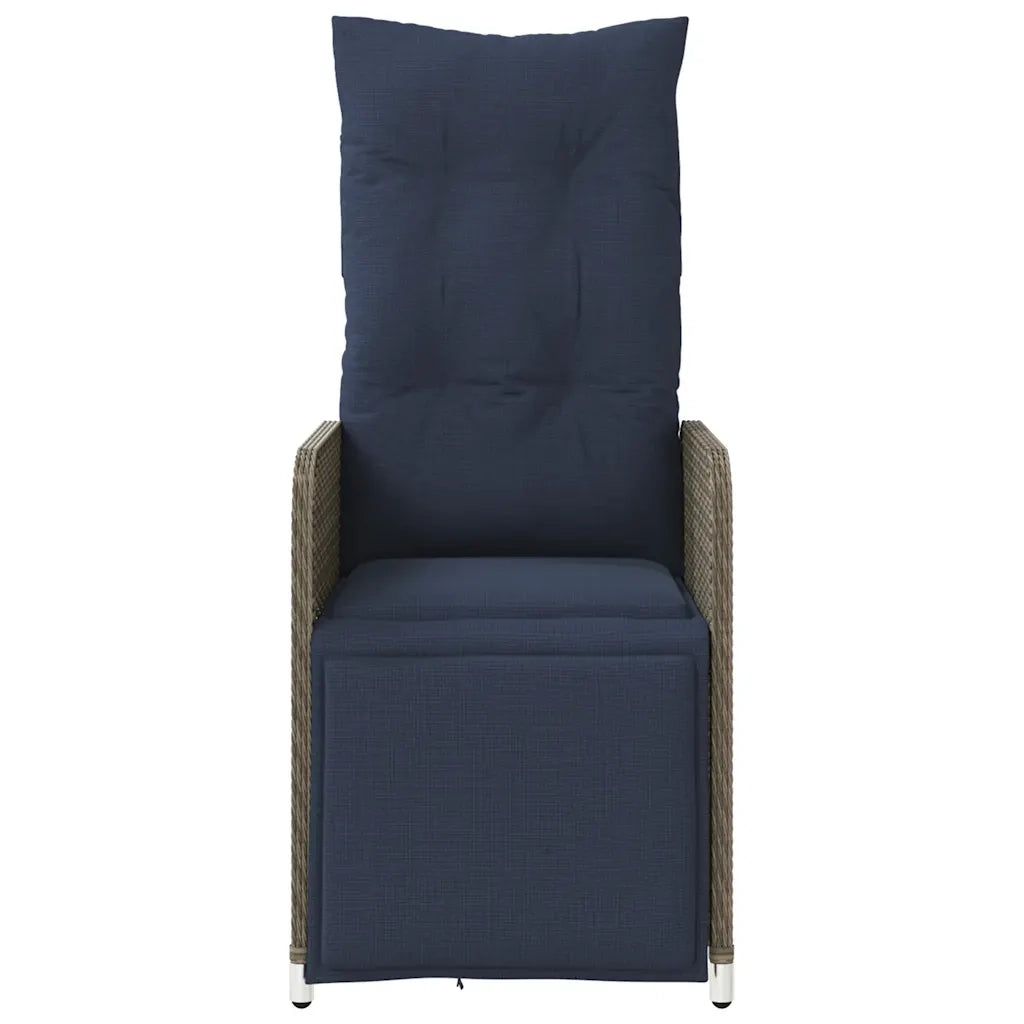 Sedia da giardino reclinabile con cuscini grigia in polyrattan 365699