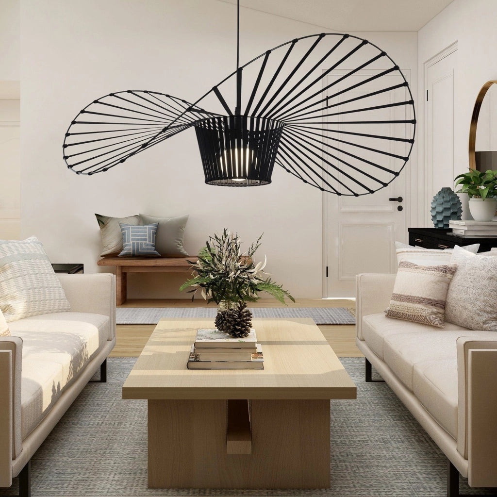 ZMH Lampada a Sospensione Moderna a LED Nero E27 140 cm per Sala da Pranzo