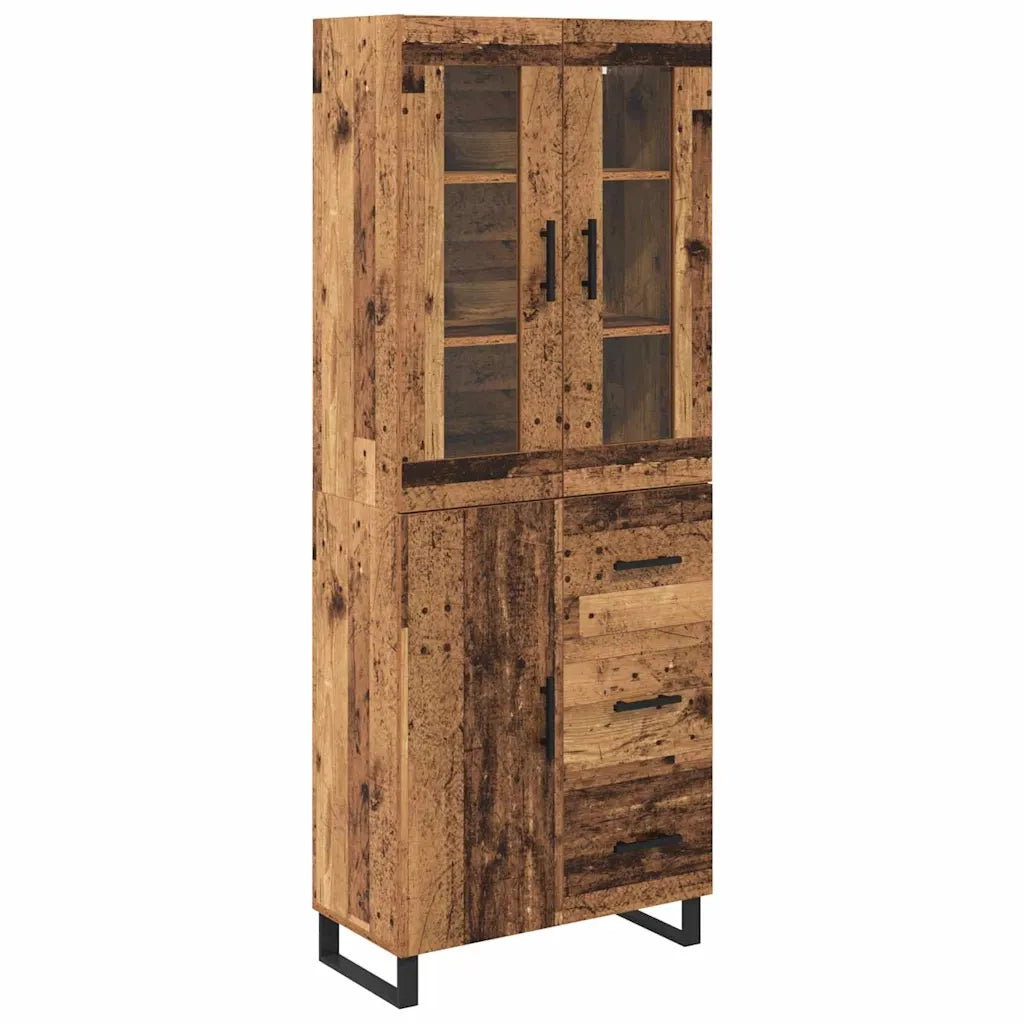 Credenza 2 pcs Legno vecchio Legno Stratificato e Vetro 3415681
