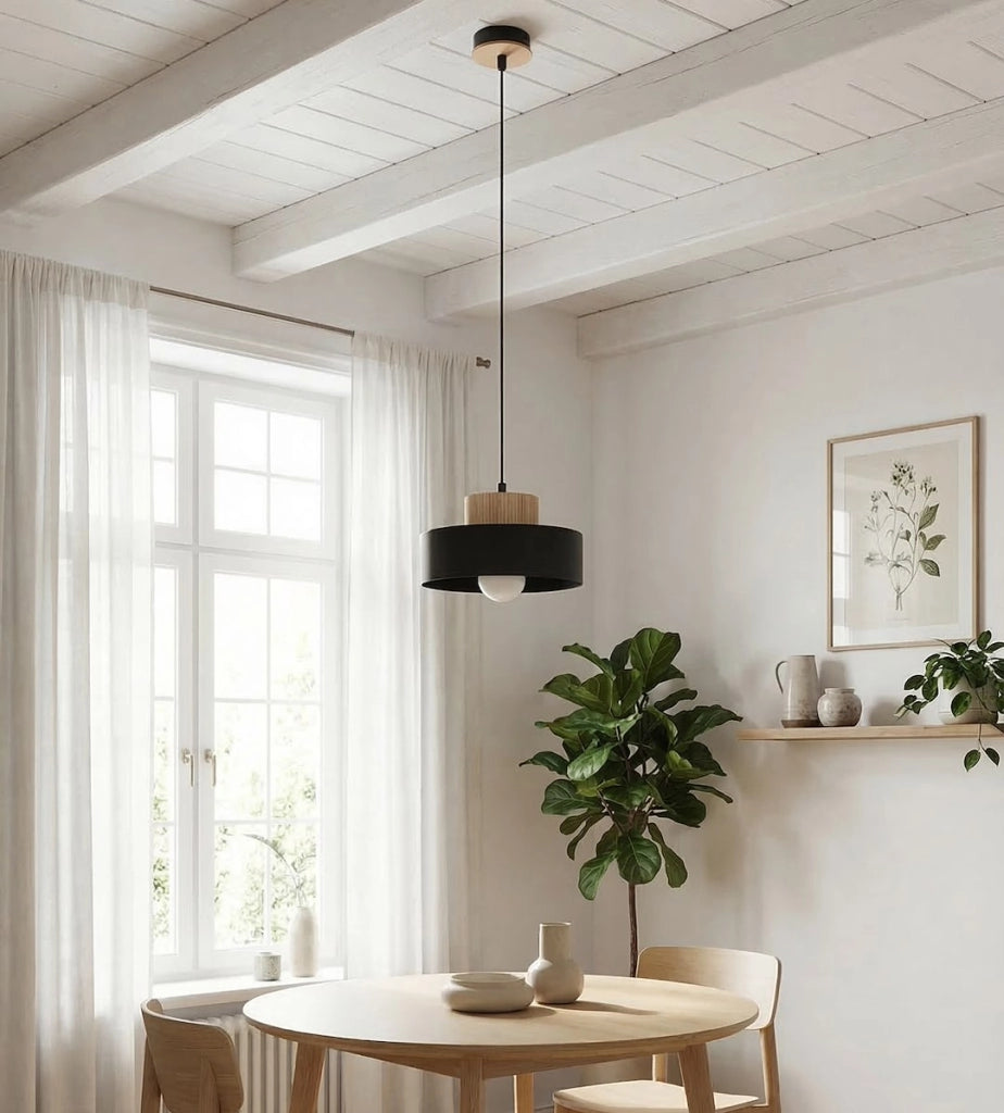 Lampadario KIVI Japandi nero E27 doppio paralume Emibig