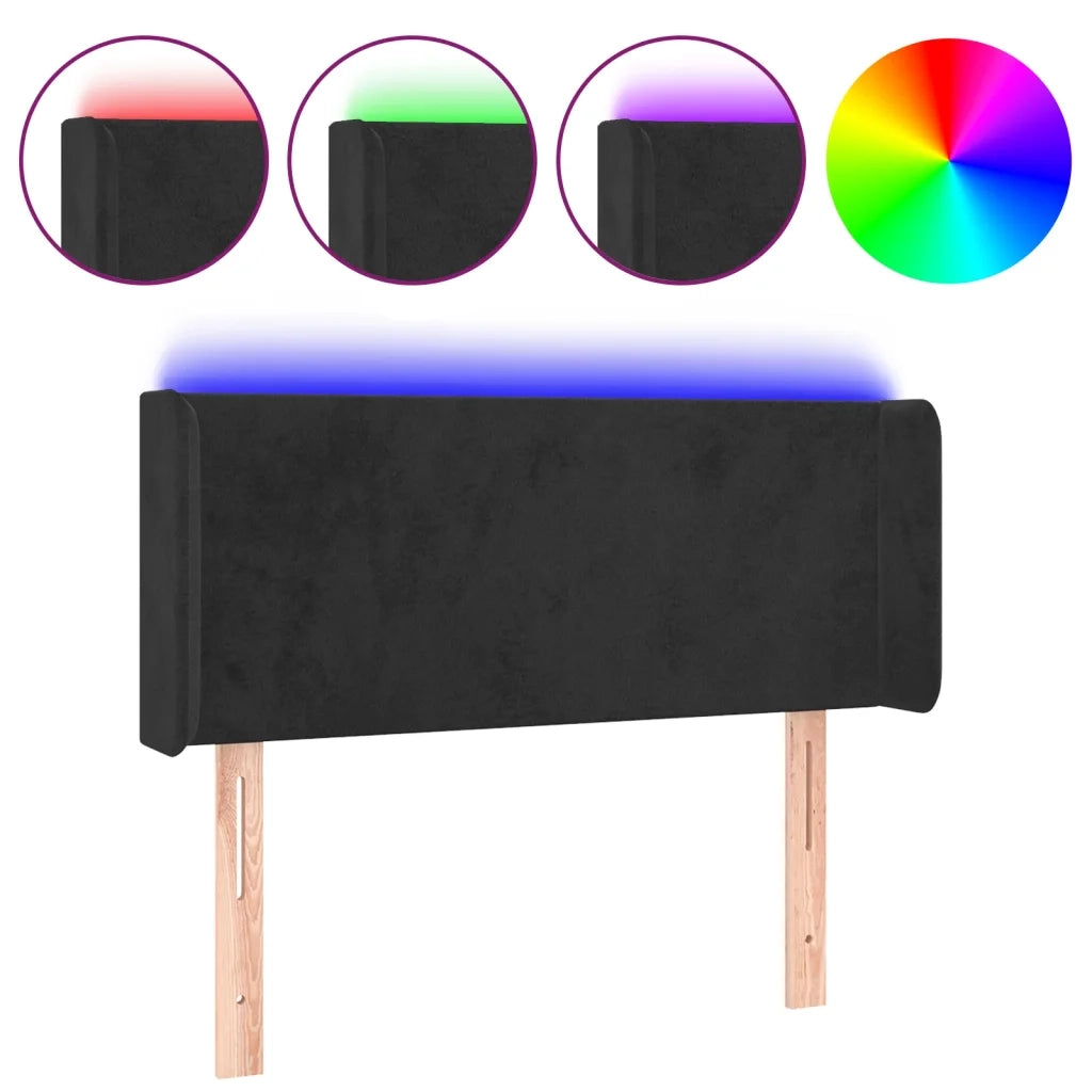 Testiera a LED-Testata con LED Nera 93x16x78/88 cm in Velluto 295407