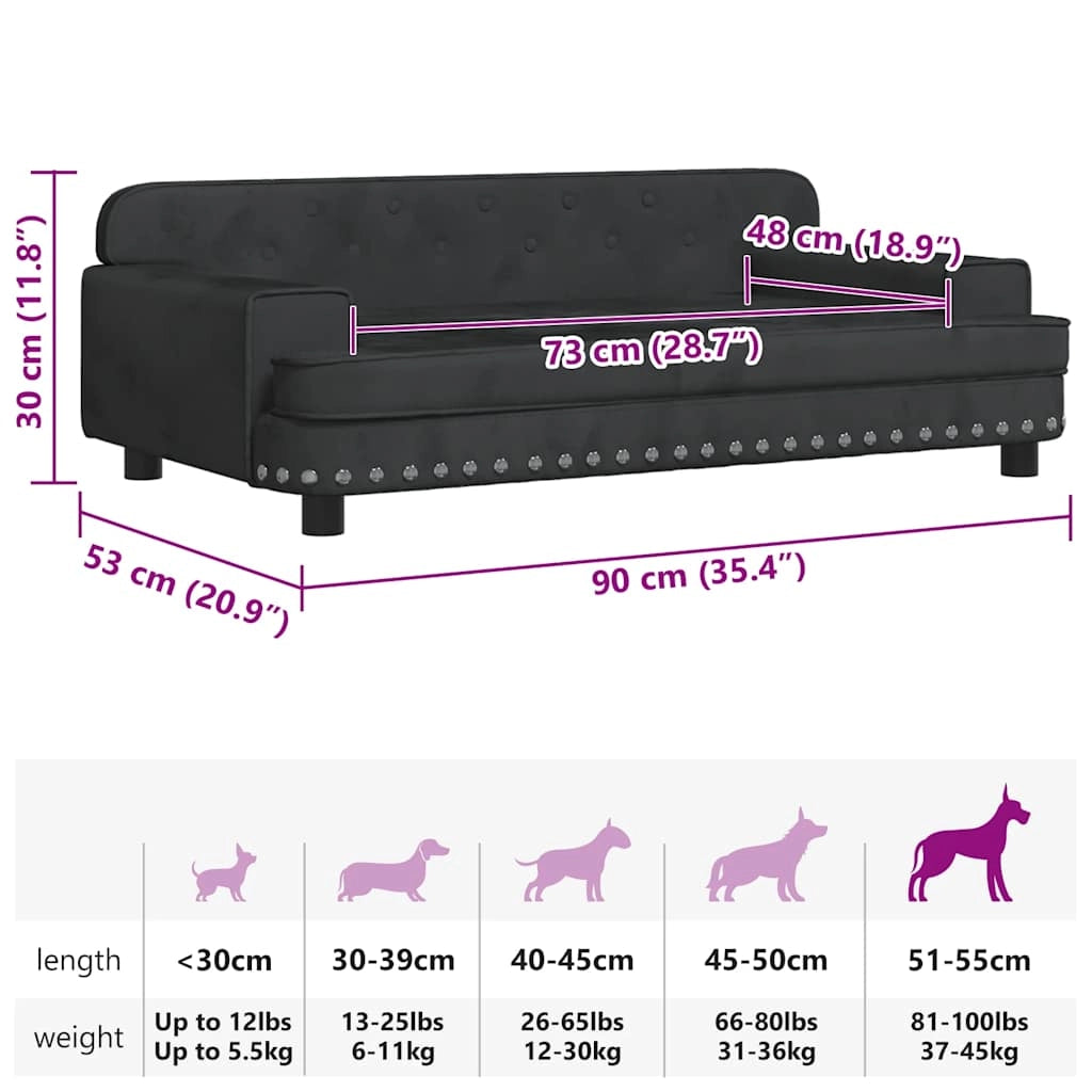 Cuccia per cani con cesto divano confortevole 90 x 53 x 30 cm velluto nero 02_0042998