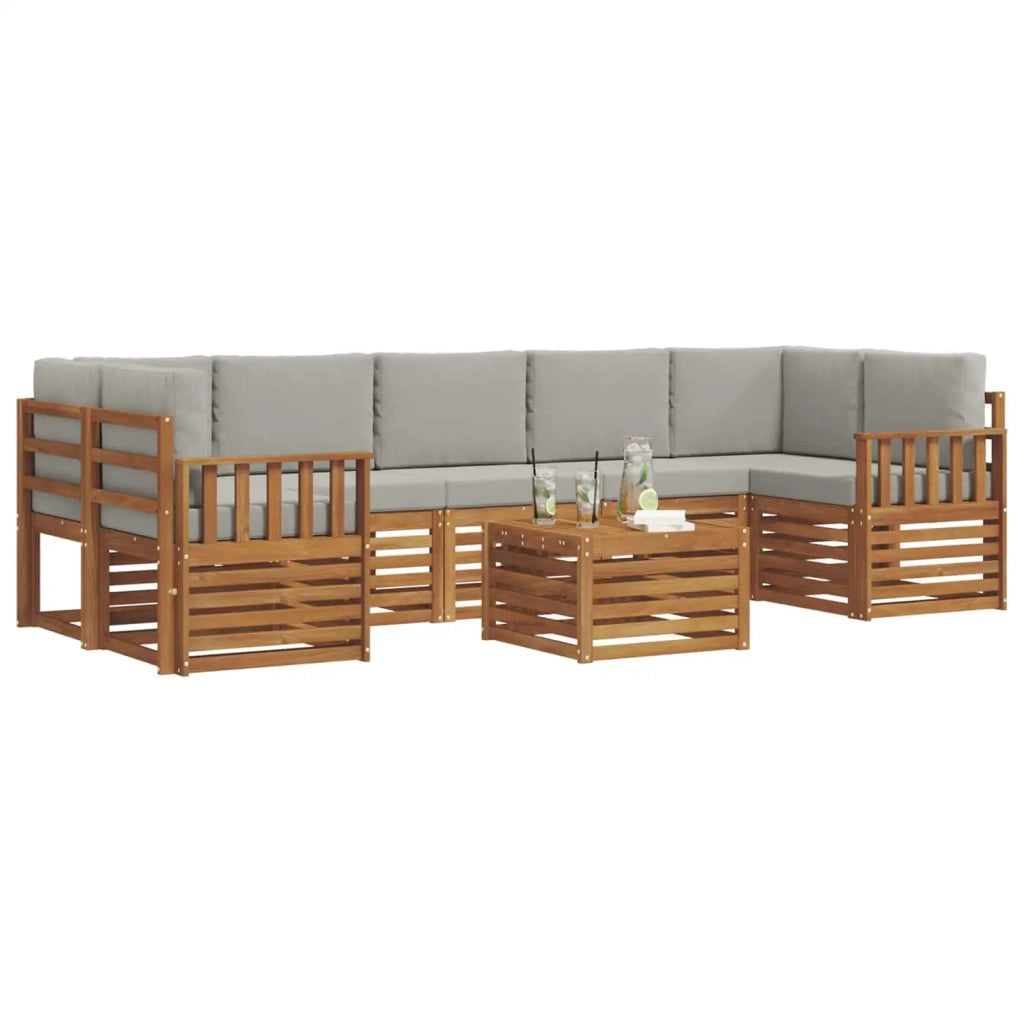 Set di divani da esterno 8 pcs Grigio Naturale e Chiaro 3374521