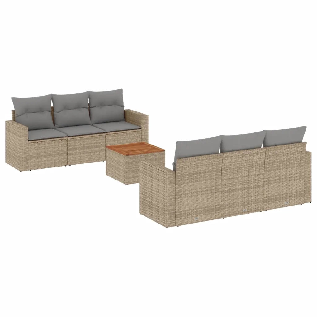 Set Divano da Giardino 7 pz con Cuscini Beige Misto Polyrattan 3256346