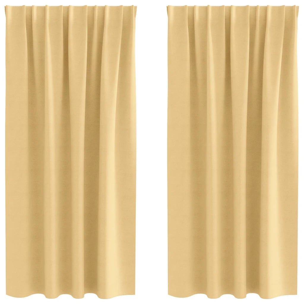 Tende Blackout con Anelli 2 pcs Beige 175 x 140 cm Poliestere 4107424