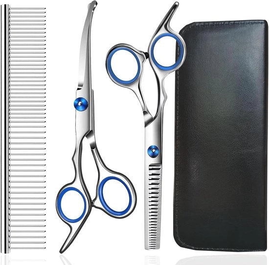 Set di Taglio per Capelli per Professionisti di Grooming con Punta Rotonda per Cani e Gatti.