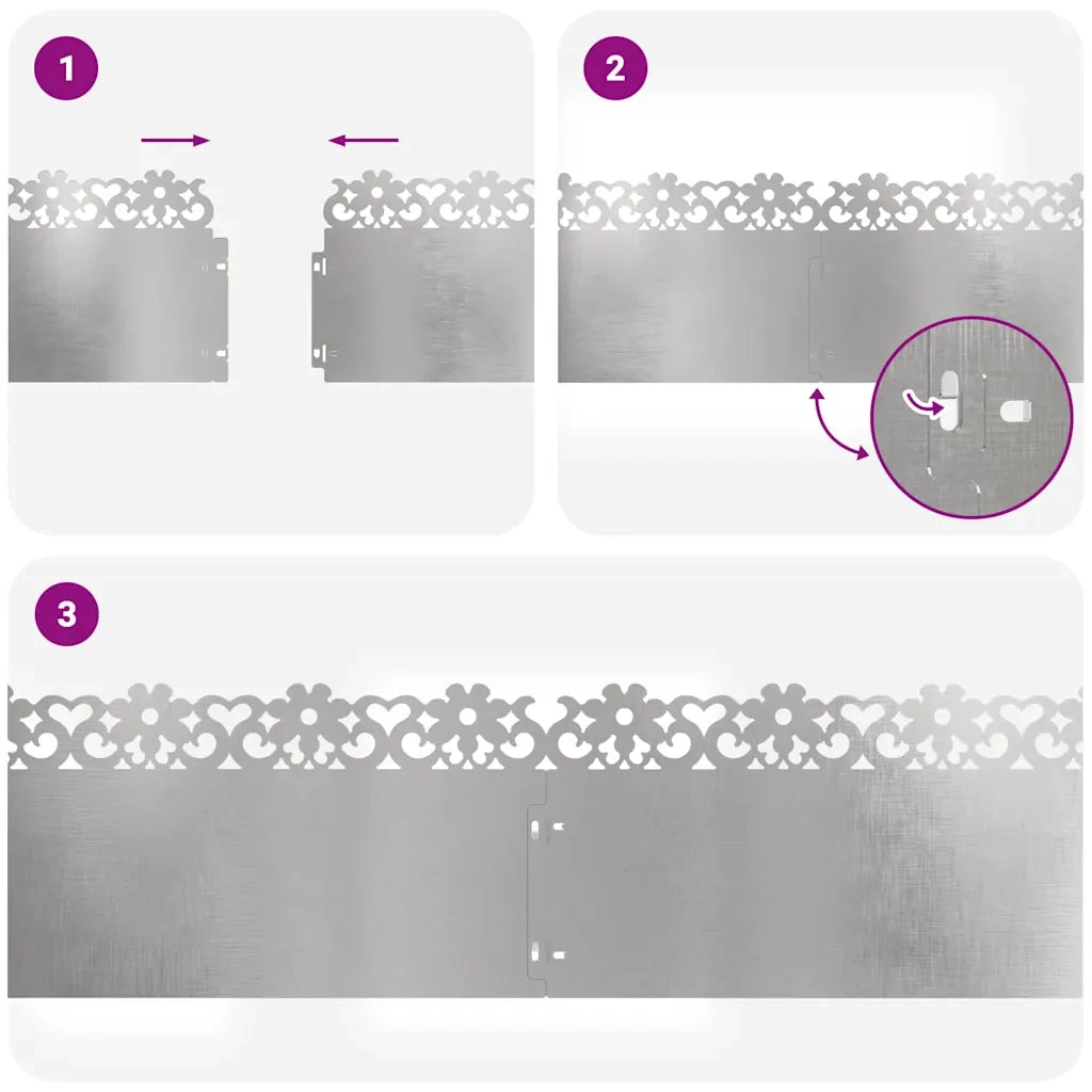 Bordure per prato 10 pz Argento 103 x 0,05 x 22 cm CFW3811218
