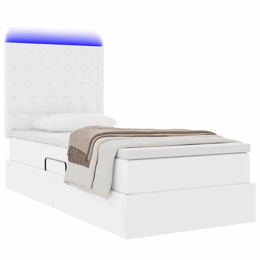 Letto con contenitore e LED con led Bianco Puro 90 x 190 cm