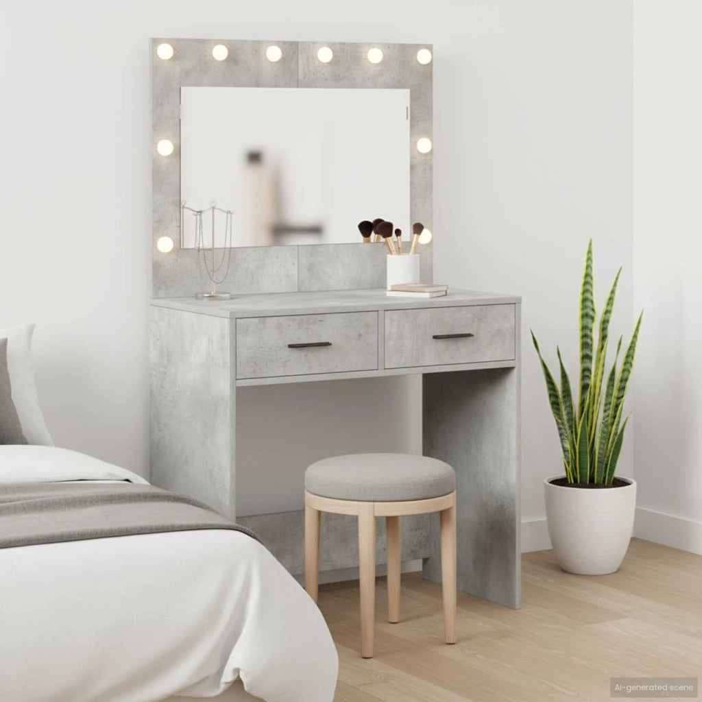 Tavolo da Trucco con cassetto Grigio cemento 78,5 x 41 x 135 cm