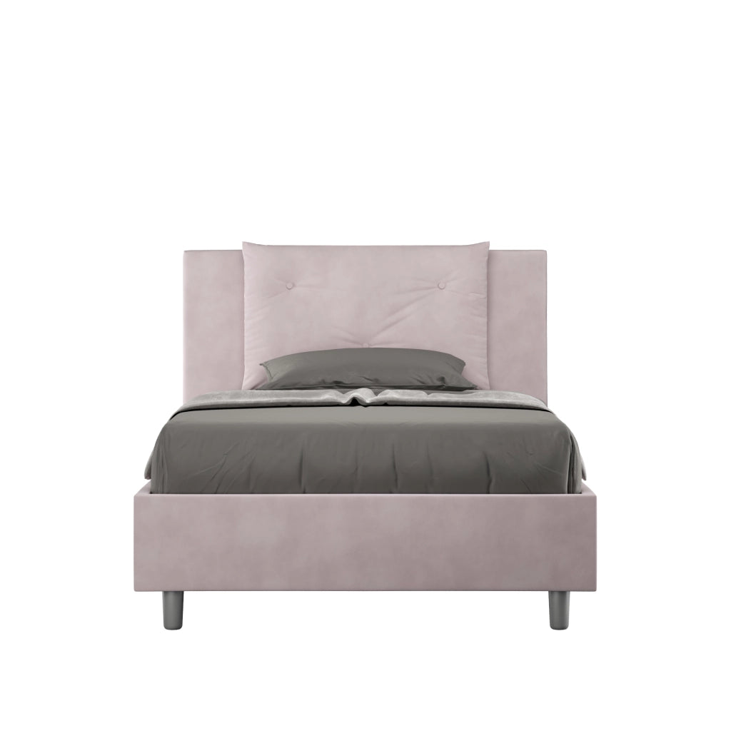 BS COM Letto una piazza e mezza contenitore imbottito 120x210 microfibra glicine