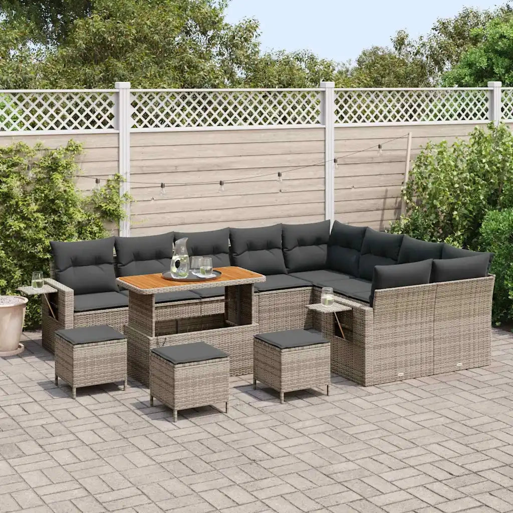Set Divano da Giardino con cuscino 13 pcs Grigio polyrattan 3363743