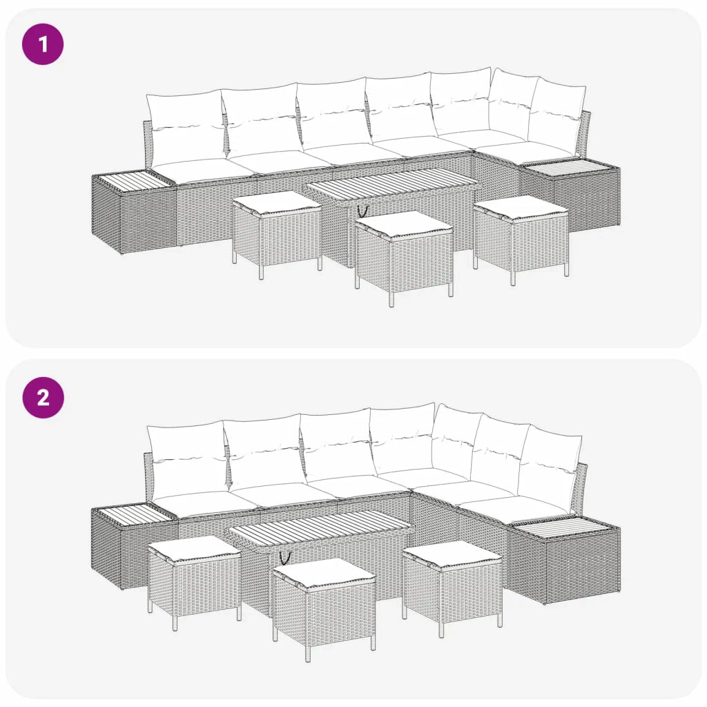 Set Divano da Giardino con cuscino 10 pcs Grigio 3363333
