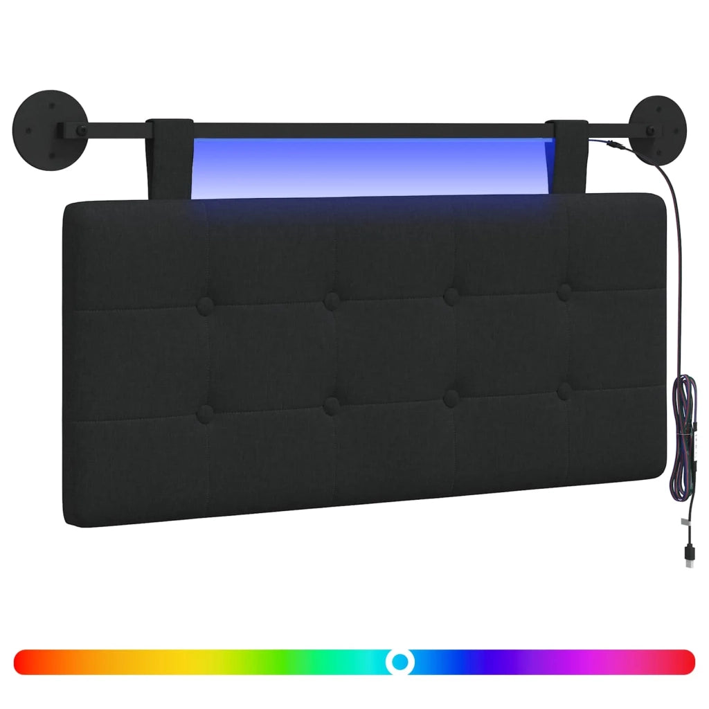 Testiera sospesa Con luce LED Nero Tessuto 3424347
