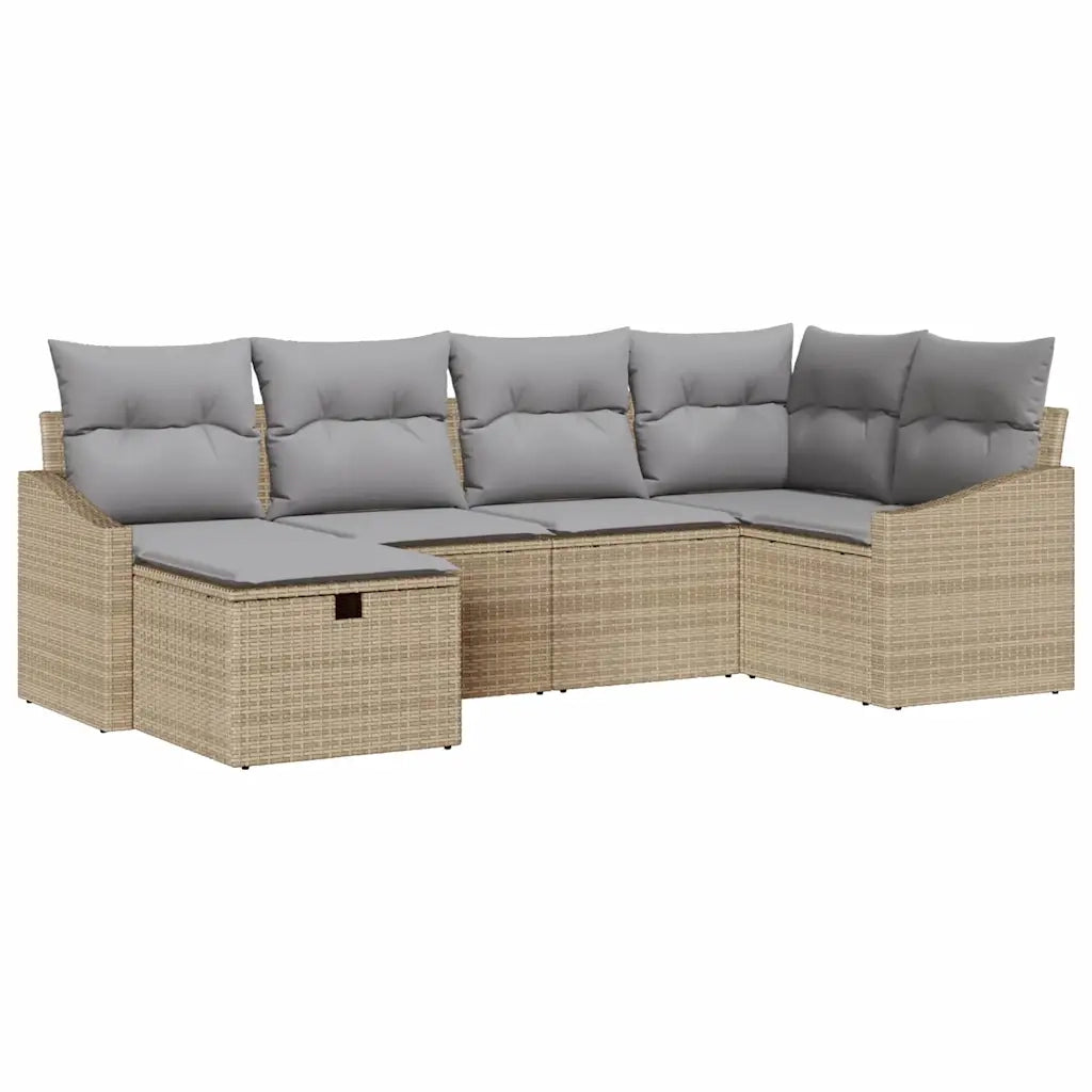 Set di divani 6 pcs Beige e Grigio Chiaro polyrattan