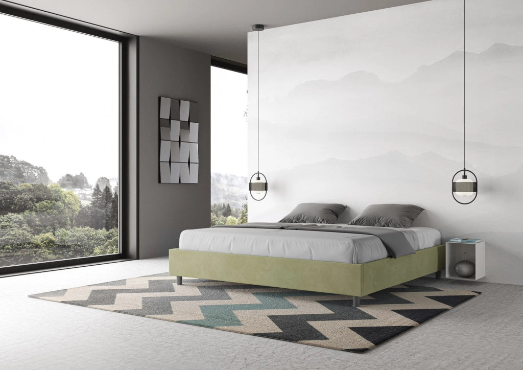 Letto Matrimoniale Extra Large Sommier 200x200 cm con Rete Azelia Tè Verde