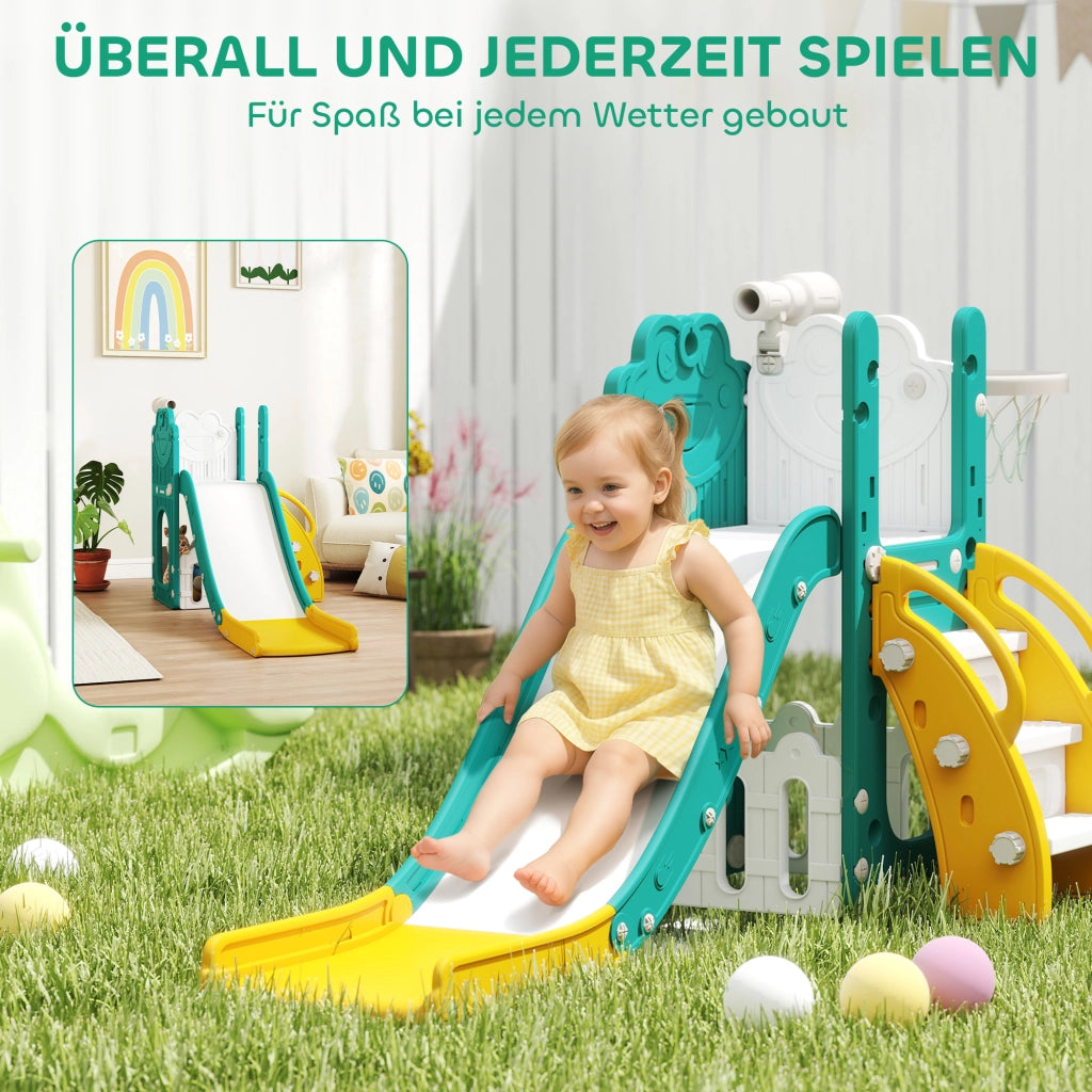 Set da gioco per bambini con scivolo e canestro ¨C Minimal ¨C Giallo e verde