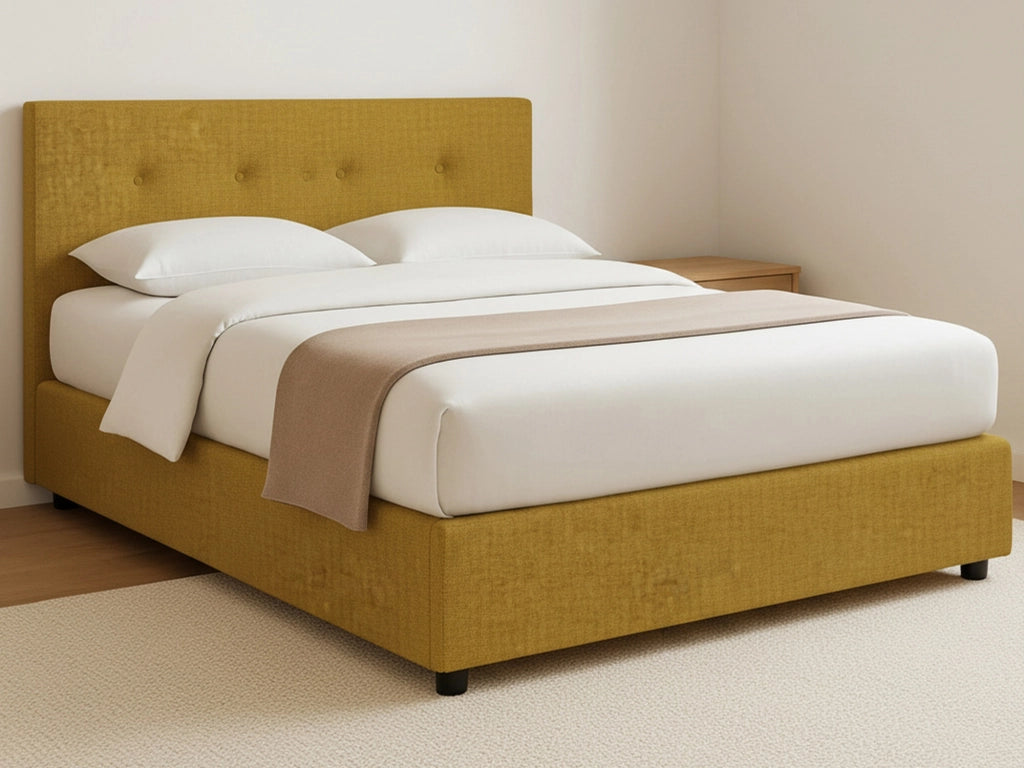 Luton, Letto Piazza e Mezza Sfoderabile Made in Italy, Giallo Ocra