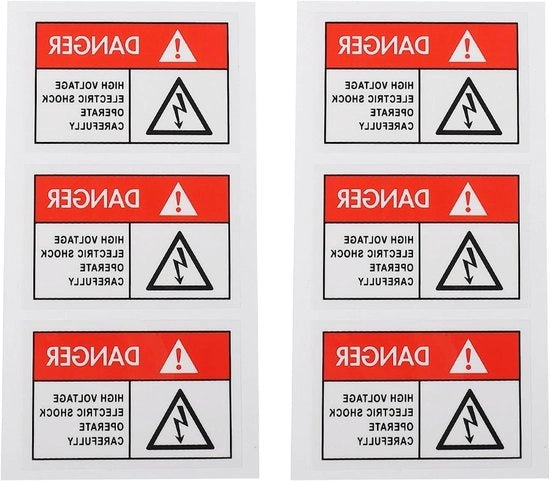 Etichette di Avviso per l'Elettricità - Alerte per Correnti Elevati - Etichette per Cavi - 6 pezzi