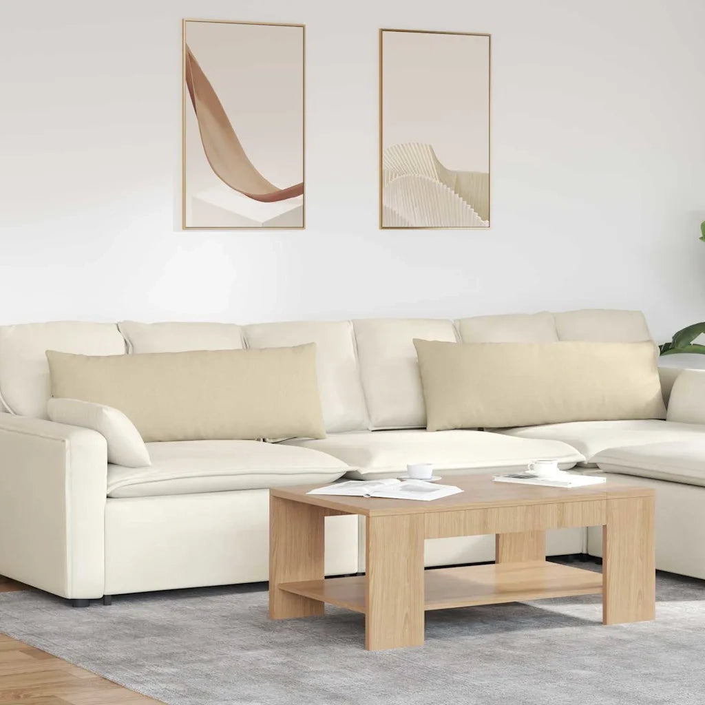Cuscini da Divano 2 pcs Crema 120 x 40 cm Tessuto 42013789