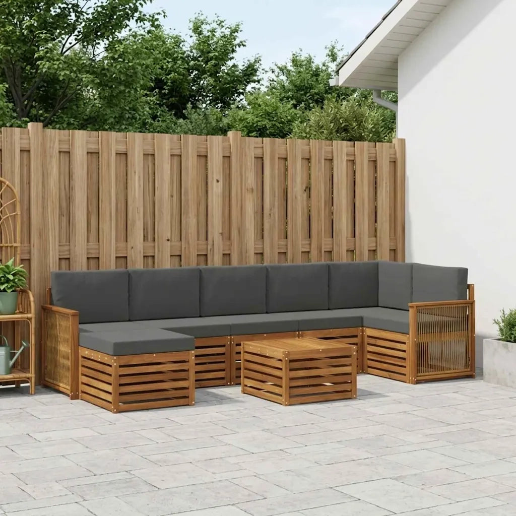 Set di divani da esterno con cuscino 7 pcs Naturale e Antracite 3384658