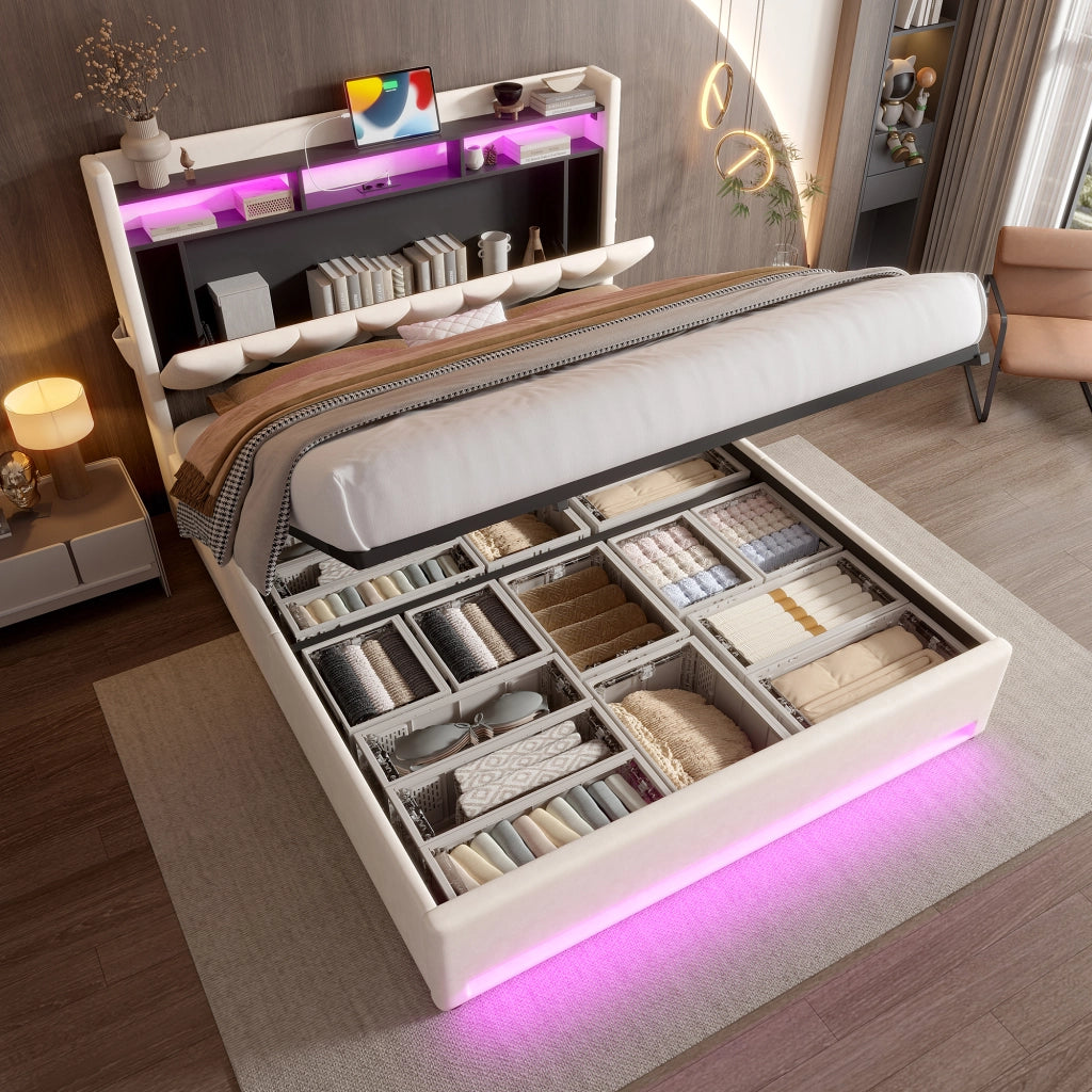 letto imbottito velluto beige 140 x 200 cm