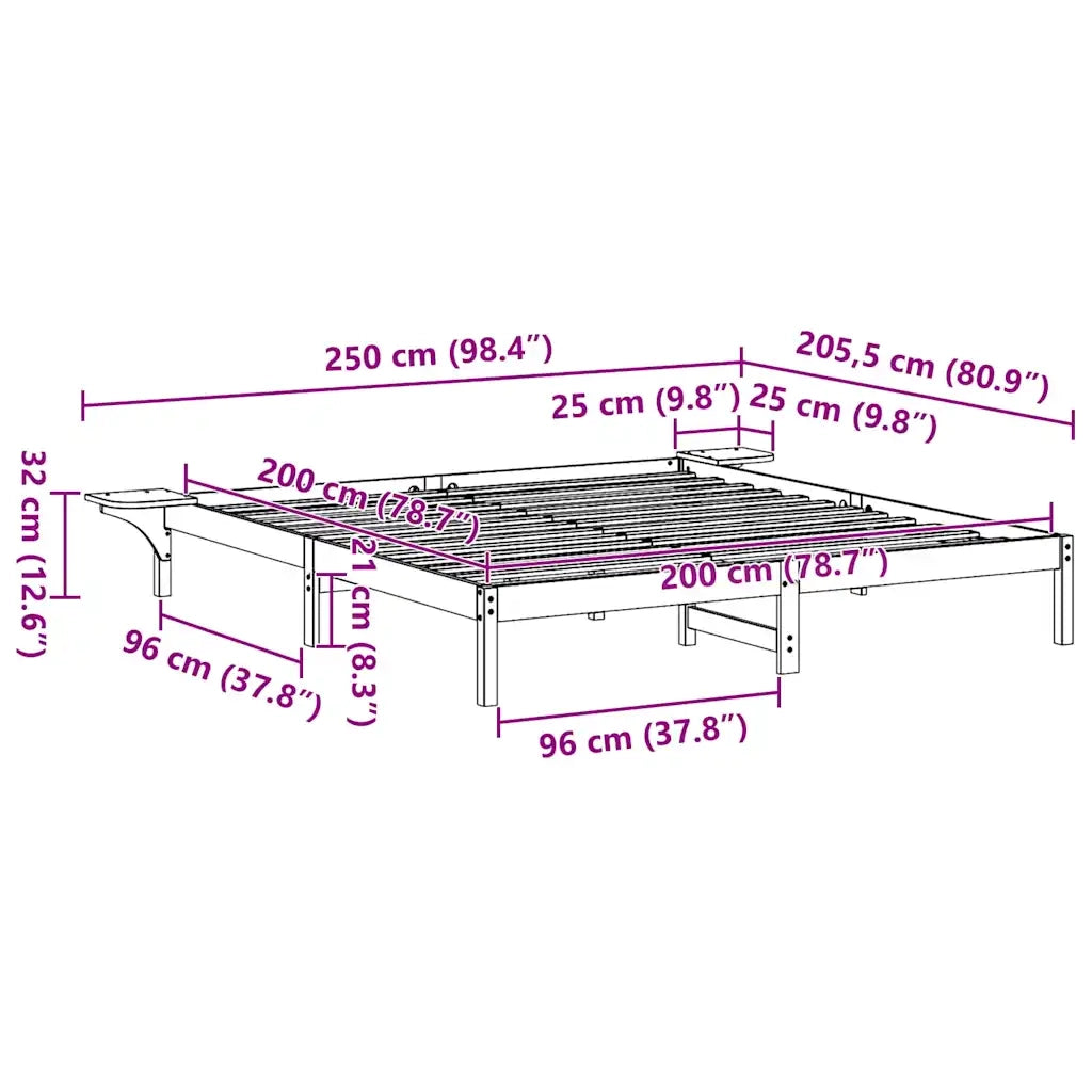 Struttura del letto Marrone cerato 200 x 200 cm Pino massello 873177