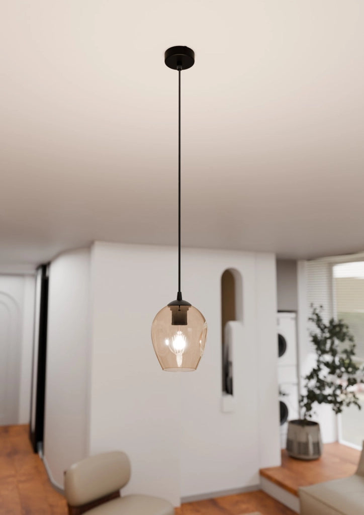Lampada a sospensione Emibig Istar vetro miele nero E27
