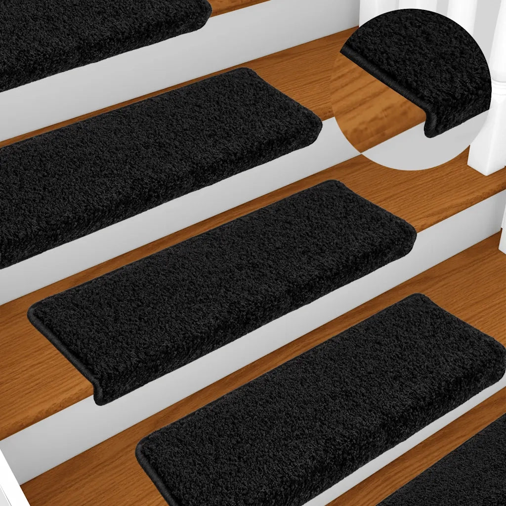 Tappetini per scale 20 pz 65x21x4 cm Nero Bordo rettangolare 3365852